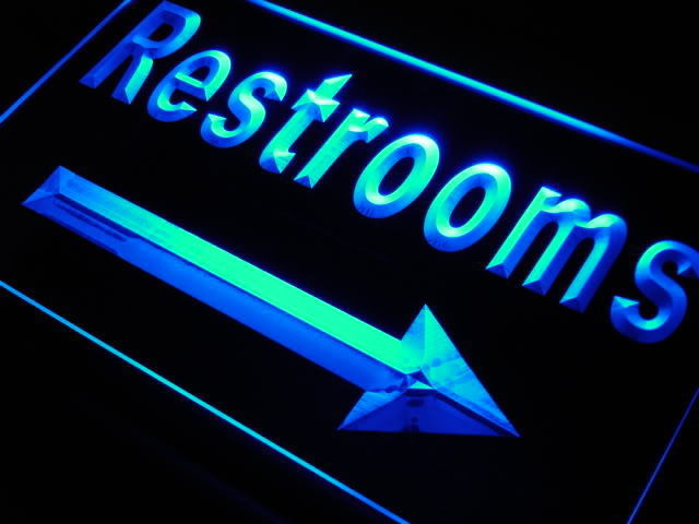 Restrooms Toilet Arrow right Neon Light Sign